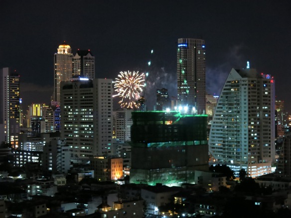 Fireworks over the Bangkok skyline